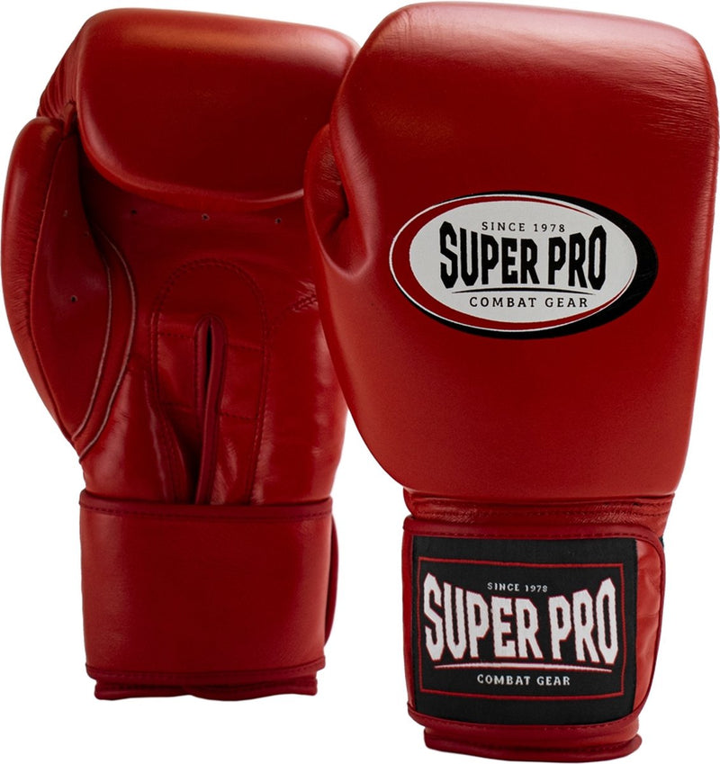 Super pro combat gear thai-pro lederen (thai)bokshandschoenen rood 12oz