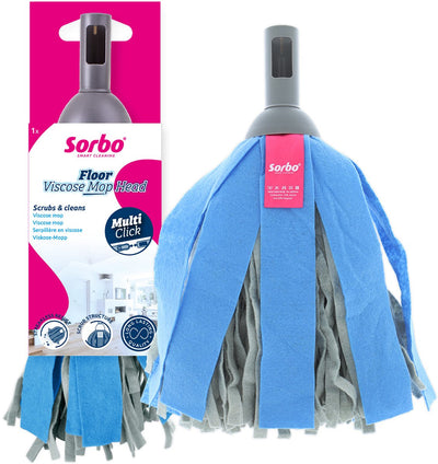 Sorbo floor viscose mop head - viscose dweilkop met scrubvlak - pluisvrij - multi-click lijn