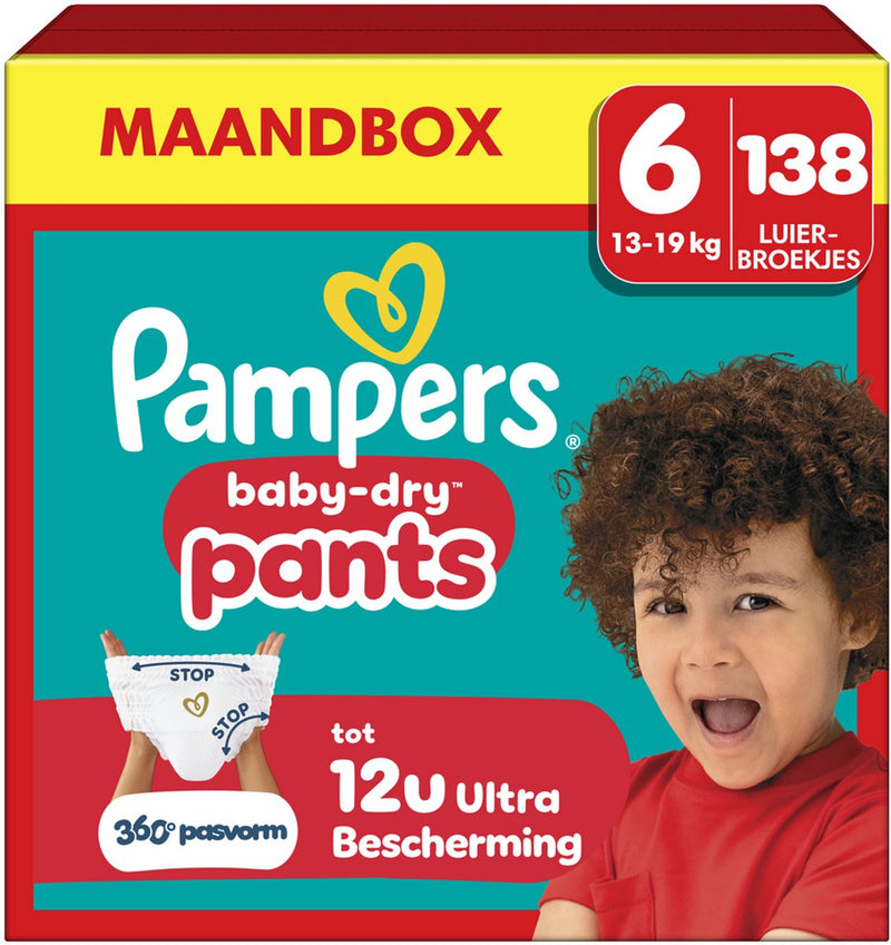 Pampers baby-dry pants maat 6, 138 luierbroekjes, 14-19kg maandbox