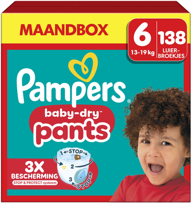 Pampers baby-dry pants maat 6, 138 luierbroekjes, 14-19kg maandbox