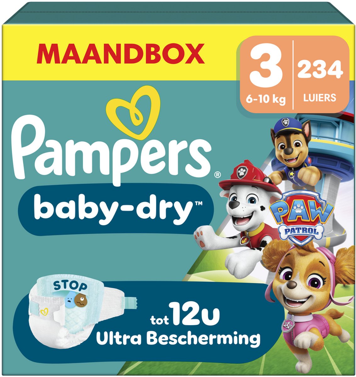 Pampers baby-dry paw patrol-editie maat 3 - 234 luiers - 6kg-10kg
