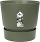 Elho greenville rond 18 - bloempot voor buiten met waterreservoir - 100% gerecycled plastic - ø 18.3 x h 17.4 cm - blad groen