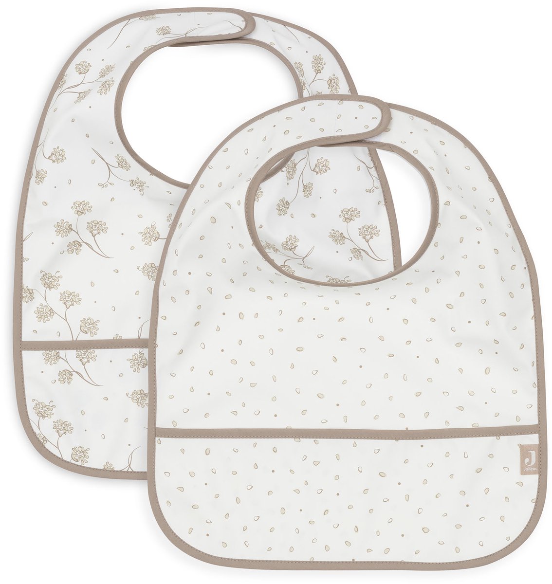Jollein slabbetjes waterproof - 2 stuks - 30 cm - leafy dreams