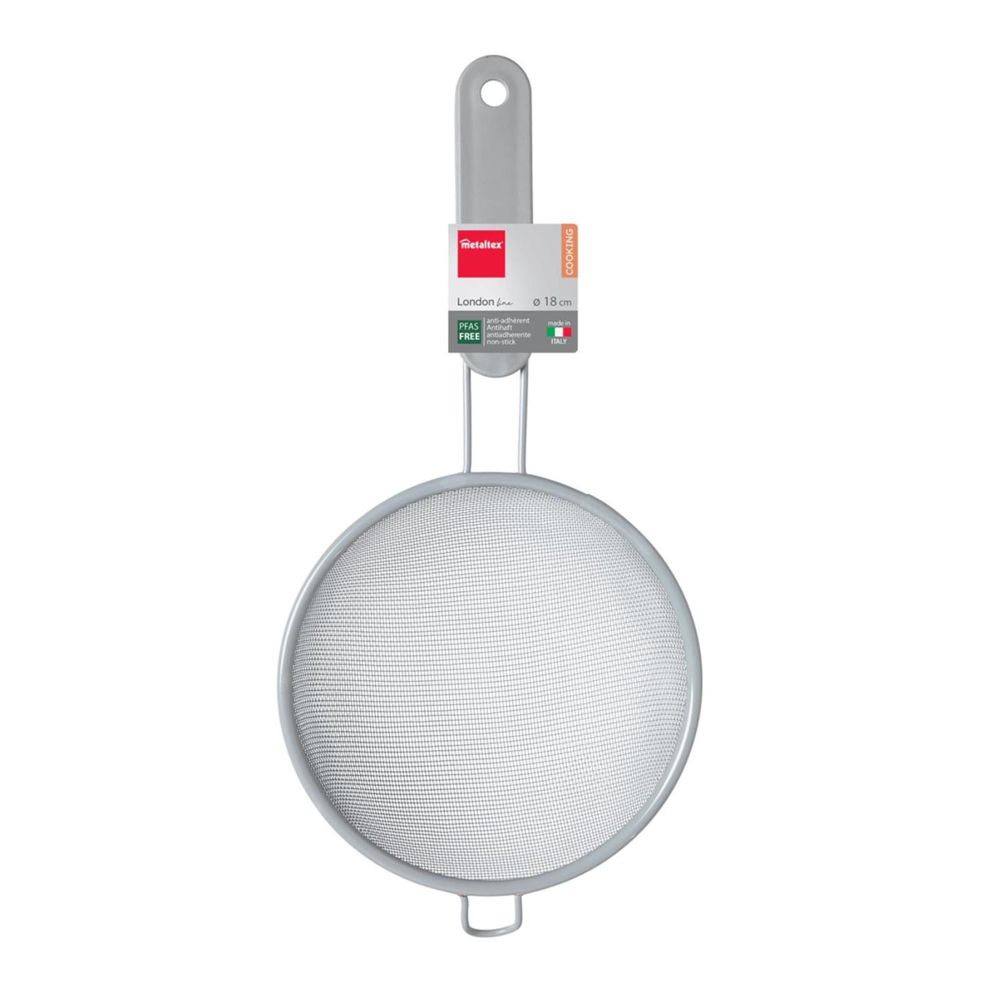 Metaltex london line zeef non-stick metaal pfas vrij ø18cm grijs