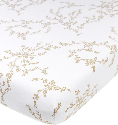 Meyco baby branches hoeslaken junior bed - sand - 70x140 150cm
