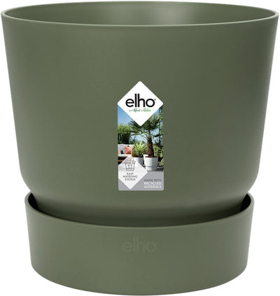 Elho greenville rond 20 - bloempot voor buiten met waterreservoir - 100% gerecycled plastic - ø 19.5 x h 18.4 cm - blad groen
