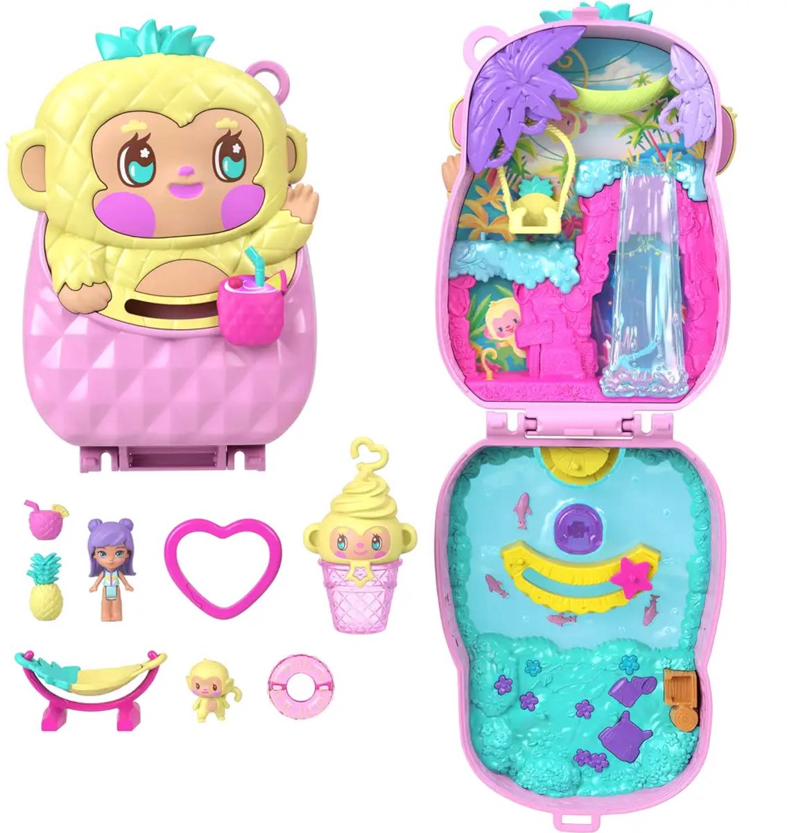 Polly pocket compact speelset ananas en aapje