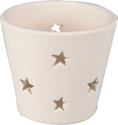 Creativ company waxinelicht met sterren d: 7 cm h: 6 5 cm wit 12stuks