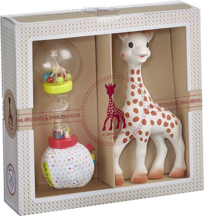 Sophie de giraf sophiesticated cadeauset - baby speelgoed - maracas rammelaar - kraamcadeau – babyshower cadeau - 4-delig