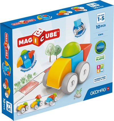 Geomag magicube blokken auto's recycled - magnetische bouwblokken - 10-delig - vanaf 1 jaar