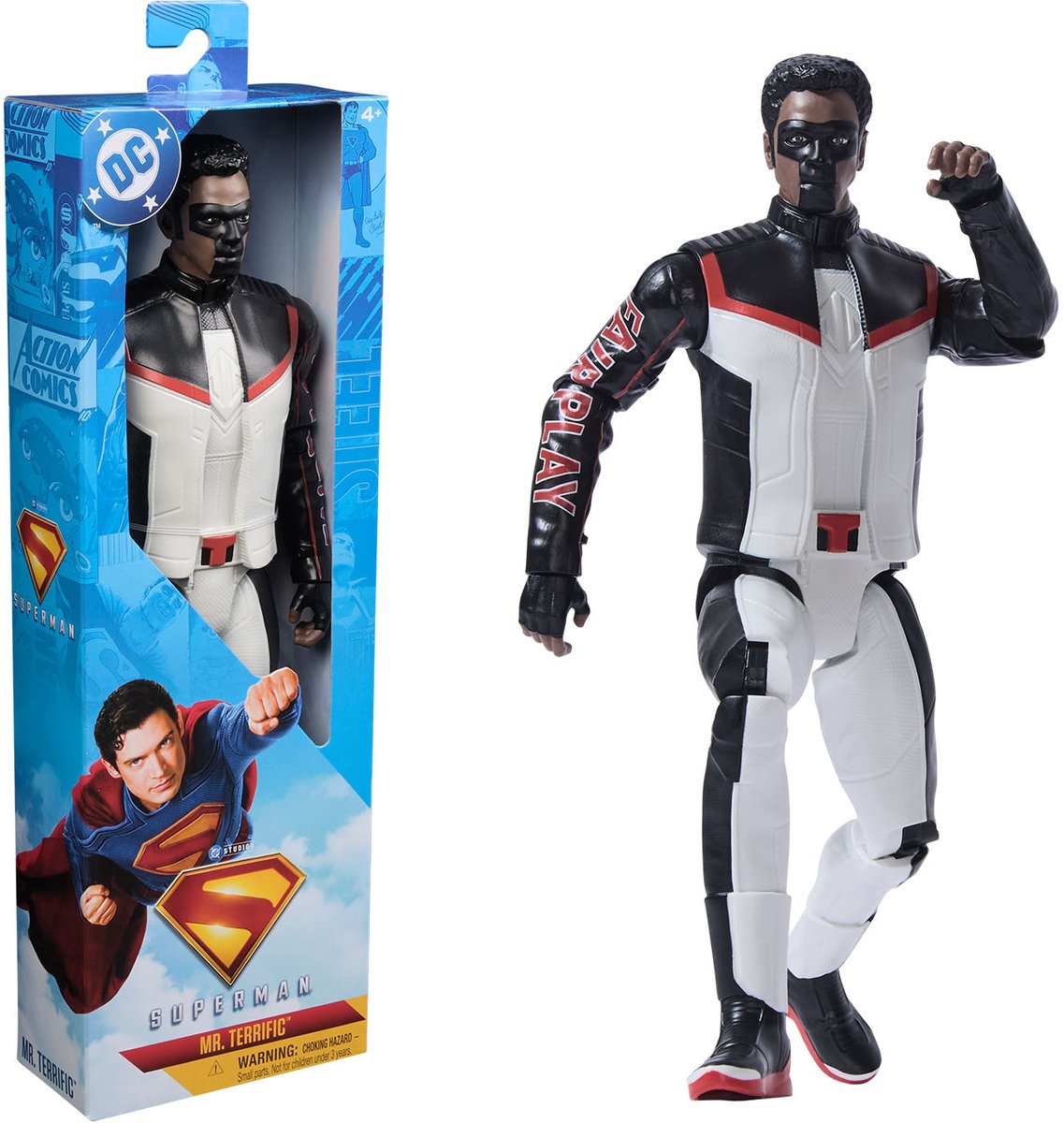 Dc comics , superman mr terrific superhelden actiefiguur van 30 cm, kinderspeelgoed, fantasiespel