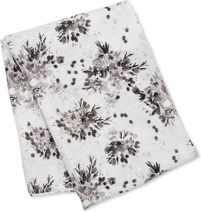 Lulujo - hydrofiele doek - swaddle - bamboo - 120x120 cm - black floral