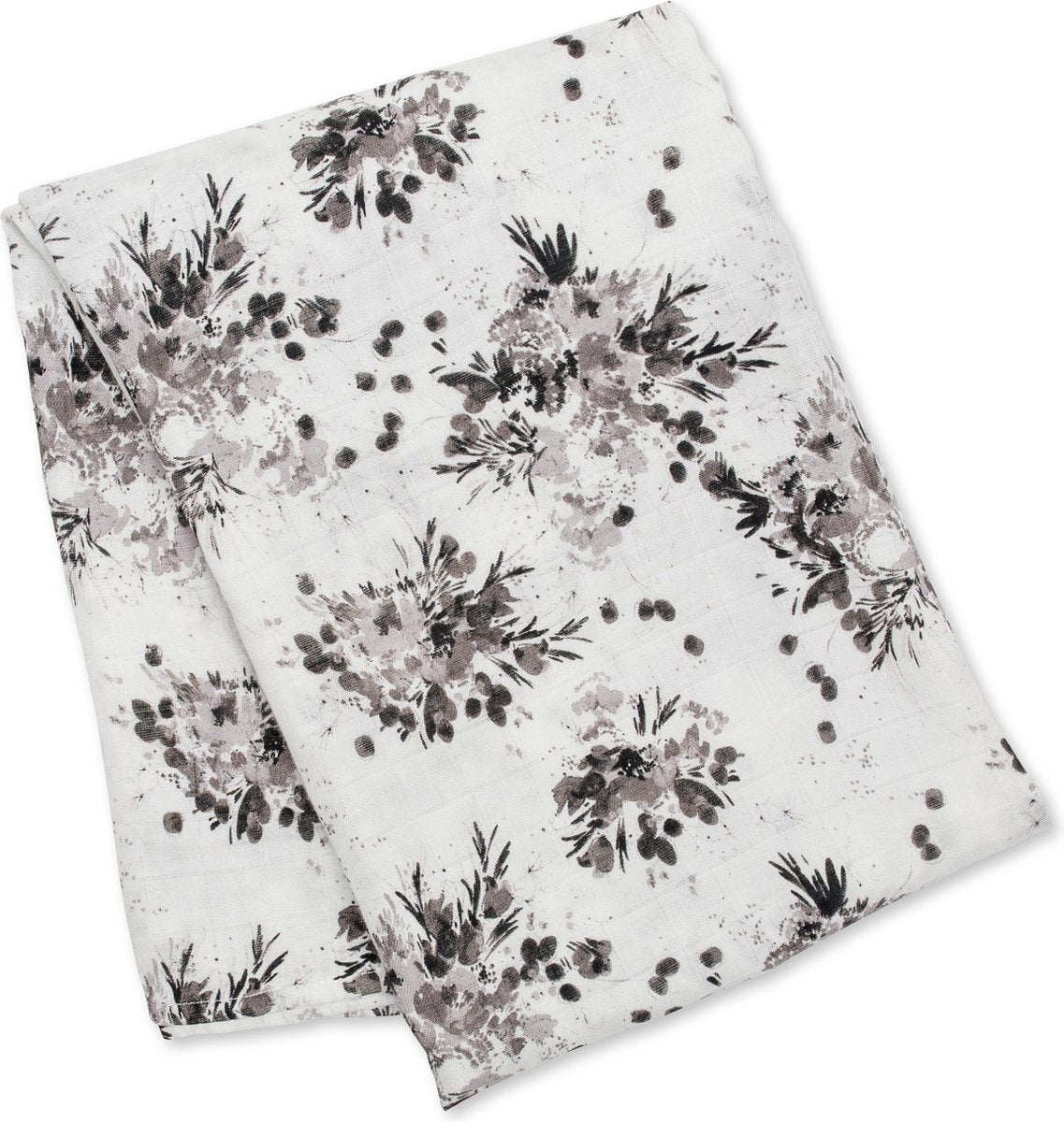Lulujo - hydrofiele doek - swaddle - bamboo - 120x120 cm - black floral