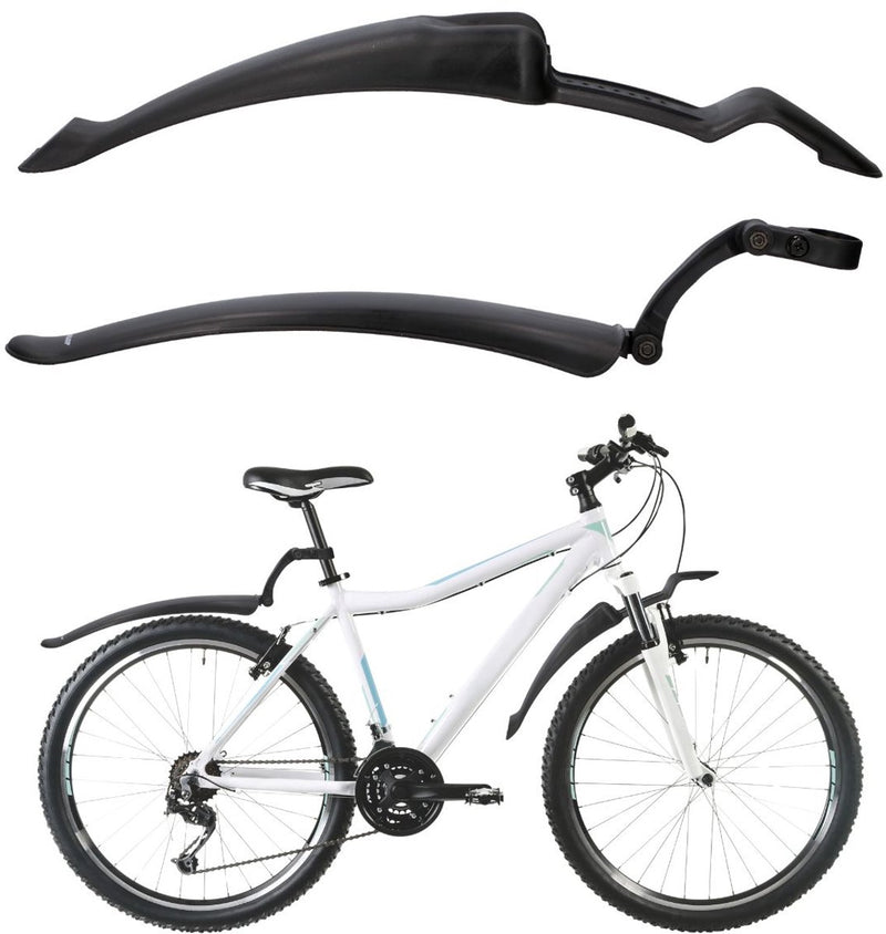 Dunlop spatbordenset 2 stuks - spatborden fiets 24 26 - verstelbaar achterspatbord en voorspatbord - geschikt voor mountainbike, stadsfietsen en elektrische fietsen- met bevestigingsmateriaal - zwar