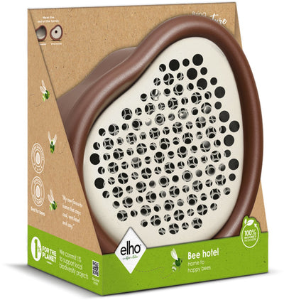 Elho organic bee hotel 25cm - bijenhotel - organisch design - 100% gerecycled plastic - l27.4 x b16.8 x h25.4 cm - kastanje bruin