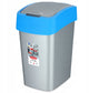 Curver cuver - prullenbak afvalbak met deksel - grijs met blauw frame - 25l, flip bin