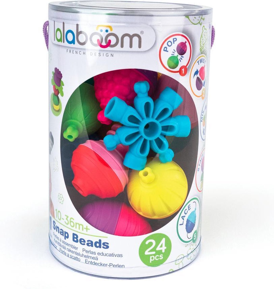 Lalaboom - constructiespeelgoed - educatieve kralen - 24 stuks