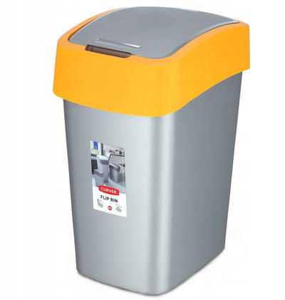 Curver flip bin - afvalemmer - 50l - flipdeksel - oranje zilver
