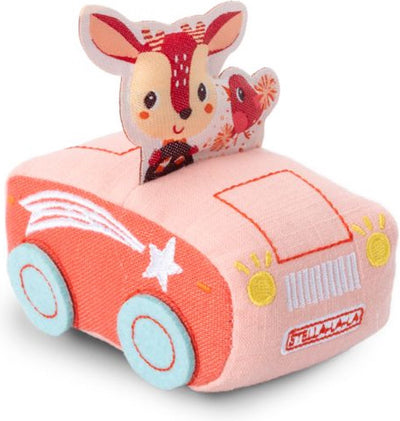 Lilliputiens - pullback auto stella - deze zachte auto is ideaal voor kleine handjes - even achteruittrekken en hop, de auto vertrekt - geschikt vanaf 18 maanden