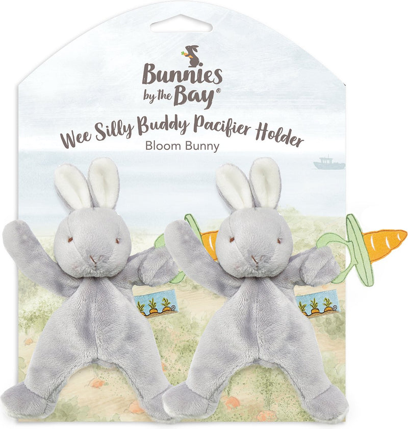 Bunnies by the bay set van 2 knuffeldoekjes met speenhouder konijn - speendoekje - klittenband sluiting voor speen - grijs - 2 stuks