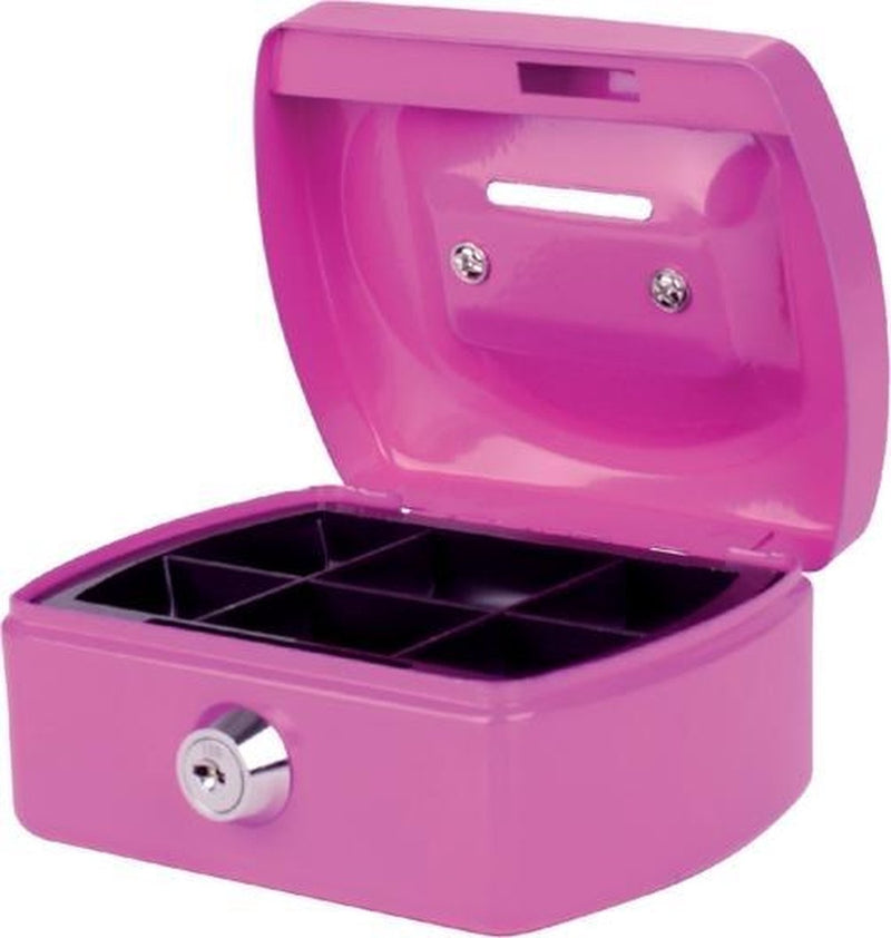 Pavo geldkist 125x95x60mm met gleuf roze