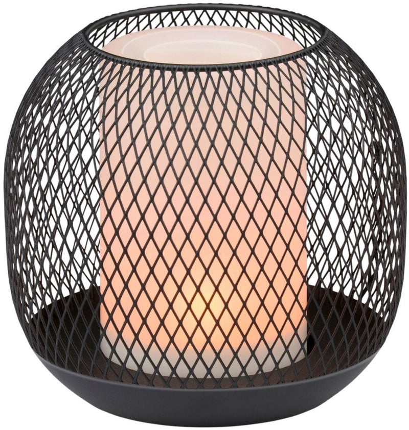 Arti casa grundig solar tafellamp - zwarte metalen lantaarn - ip44 weerbestendig - ø13x14 cm