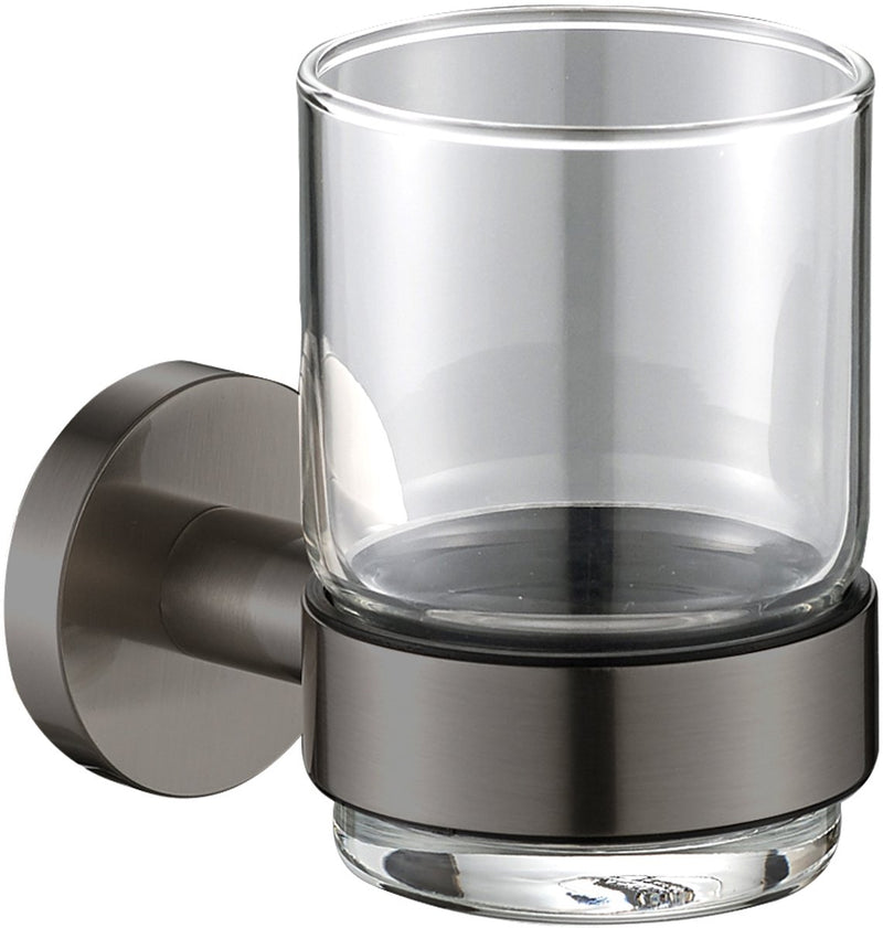 Plieger vigo bekerhouder – glazen beker – bekerhouder badkamer – wandmontage – 10 jaar garantie – geborsteld gunmetal