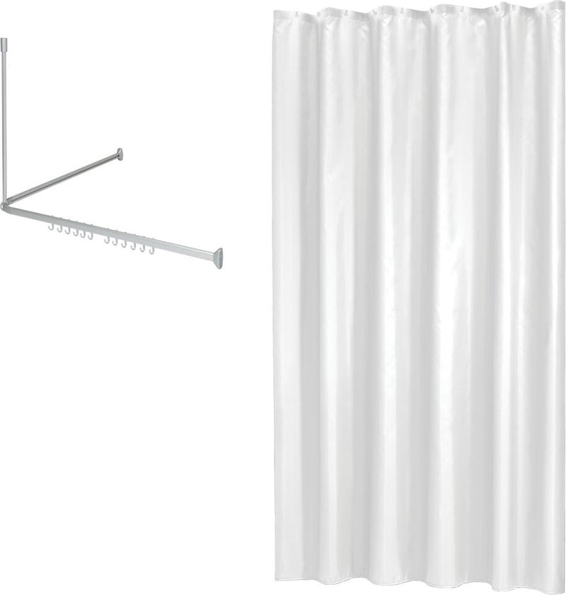 Sealskin easy roll - douchegordijnstangset 90x90x90 cm met douchegordijn 180x200 cm - mat aluminium wit