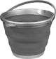 Abbey camp opvouwbare emmer - 15 liter - grijs antraciet - met handvat - compact opvouwbaar