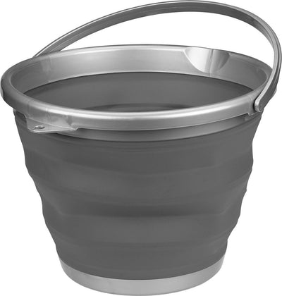 Abbey camp opvouwbare emmer - 10 liter - grijs antraciet - met handvat - compact opvouwbaar