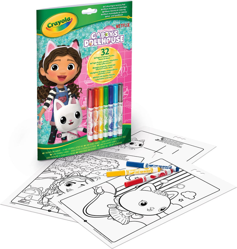 Crayola - kleurboek - gabby's poppenhuis - 32 kleurplaten en 7 mini uitwasbare viltstiften