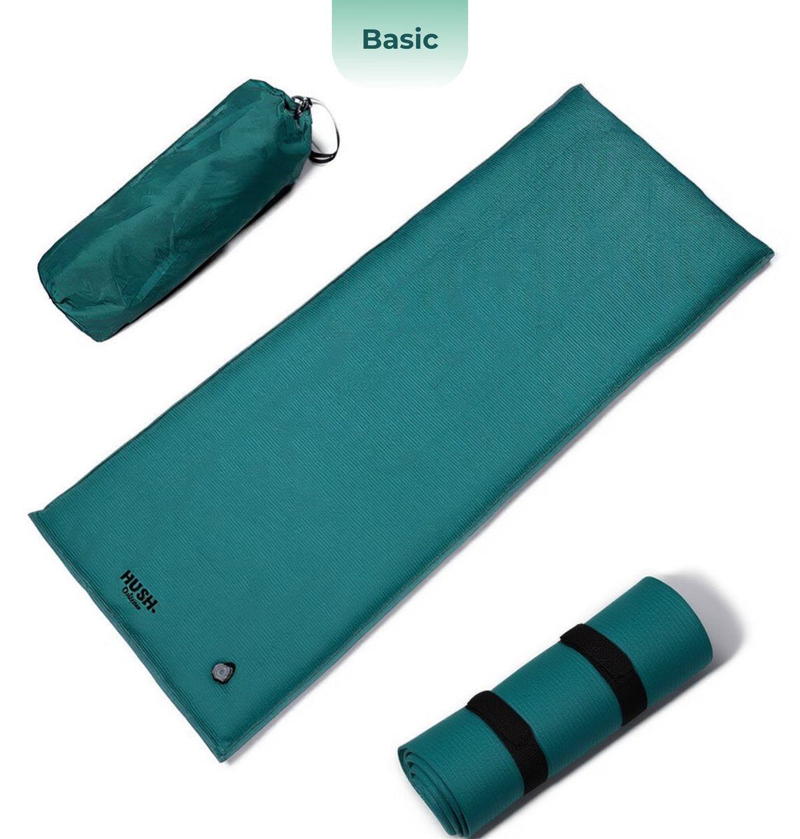 Hush. outdoor hush outdoor - slaapmat basic - inc. draagzak - geïntegreerd ventiel - lichtgewicht - 187×62×3cm - groen