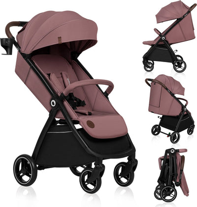 Lionelo ingrid buggy - kinderwagen tot 22 kg - auto-folding systeem - 360° eva wielen - xxl luifel met upf50+ - verstelbare rugleuning en voetsteun - panoramisch ventilatiepaneel - bekerhouder en mand