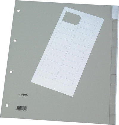 Q-connect neutrale tabbladen, a4, pp, 12 tabs, grijs