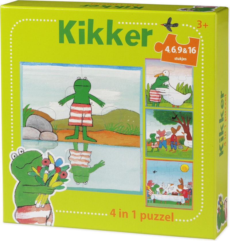 Bambolino kikker puzzel 4 in 1 educatief peuter speelgoed - kinderpuzzel 4x6x9x16 stukjes leren puzzelen - cadeautip puzzel 3 jaar en ouder - toys