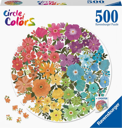 Ravensburger round puzzle circle of colors flowers - legpuzzel - 500 stukjes