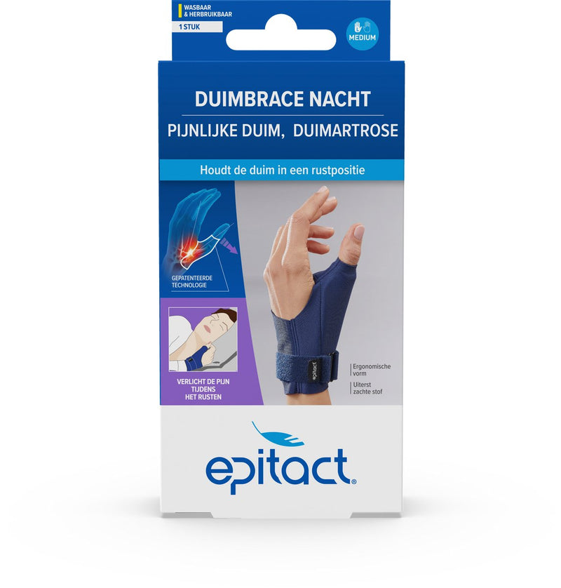 Epitact duimorthese nacht links maat m – duimbrace bij duimartrose en rhizartrose – flexibele ondersteuning – wasbaar - 1 stuk m