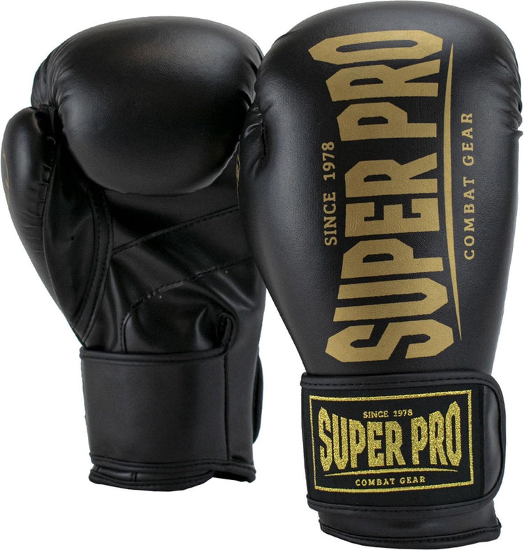 Super pro combat gear champ se (kick)bokshandschoenen zwart goud 12oz