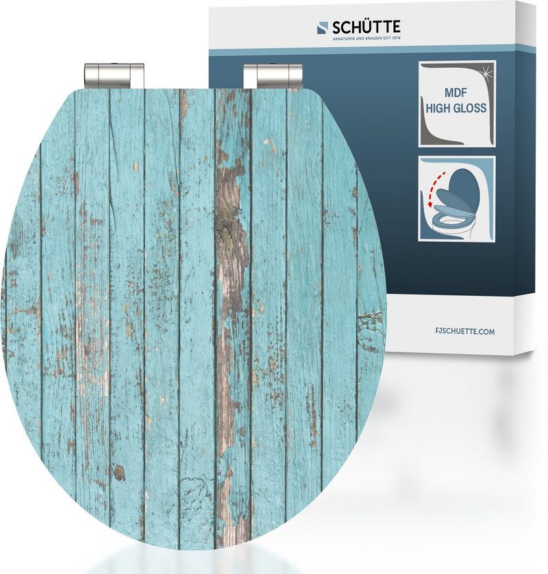 Schütte wc-bril 80536 blue wood - high gloss - mdf-hout - soft close - verchroomde scharnieren - belastbaar tot 175 kg - decor - 1-zijdige print