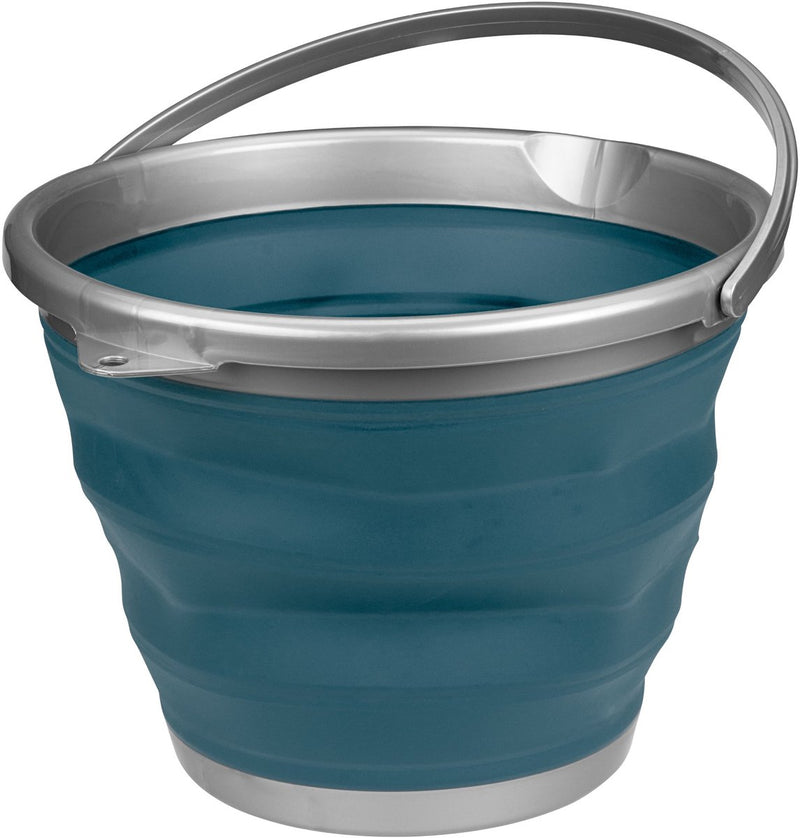 Abbey camp opvouwbare emmer - 10 liter - blauw grijs - met handvat - compact opvouwbaar