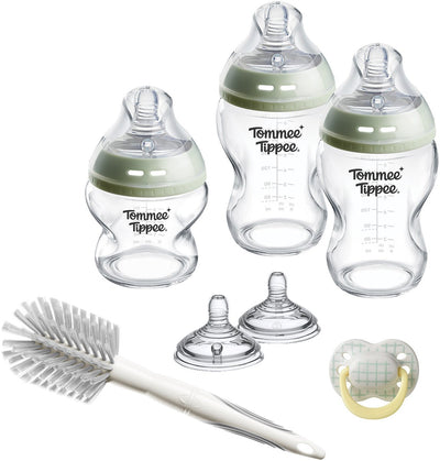 Tommee tippee glazen natural start babyflessen en spenen startersset - flessen van 150 ml en 250 ml voor pasgeboren baby's - 0m+