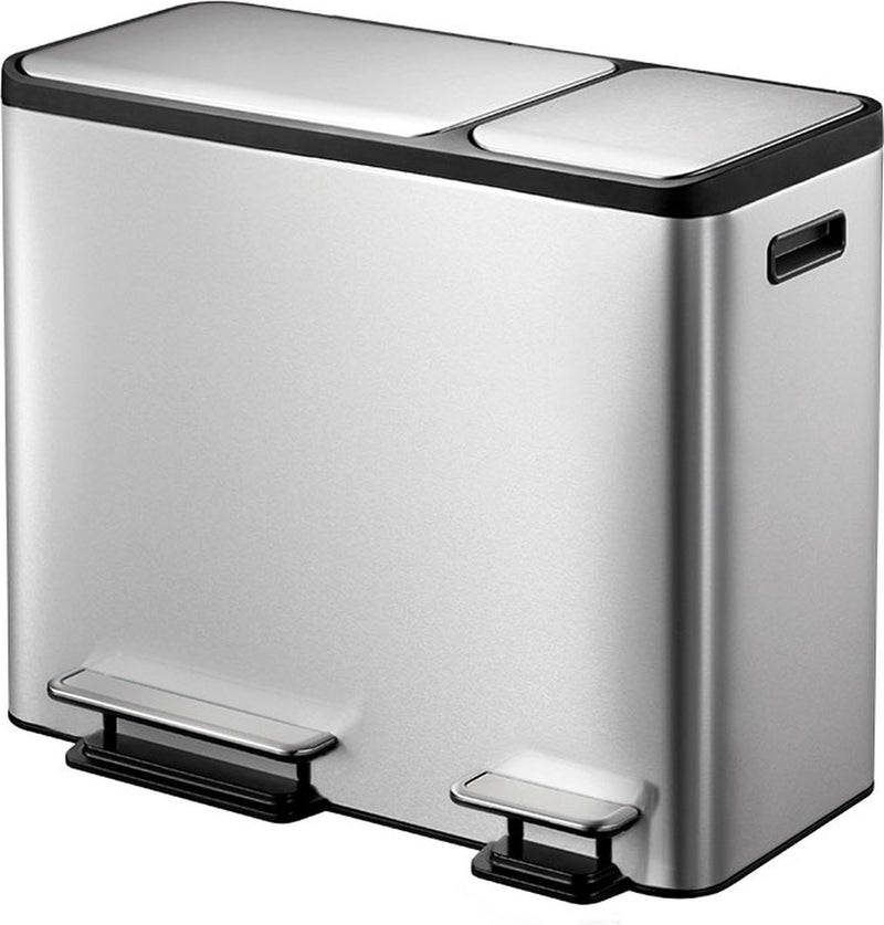Eko - ecocasa recycler pedaalemmer 15+15+15 liter - stainless steel plastic - mat rvs - prullenbak