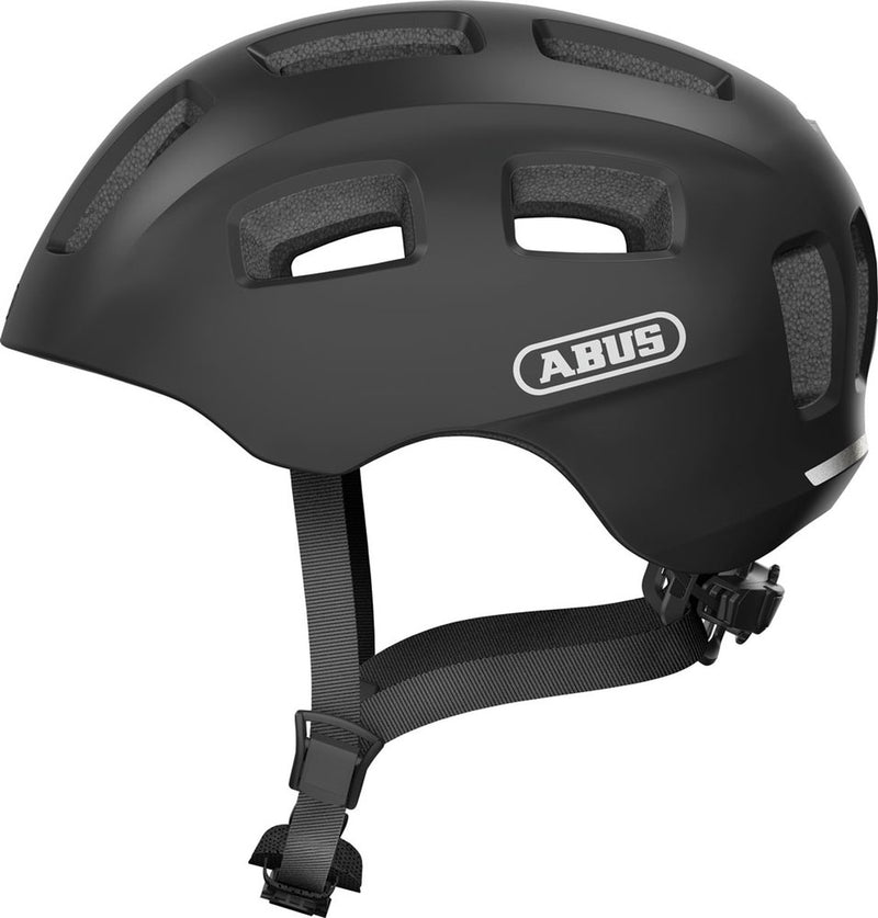 Abus fietshelm youn-i 2.0 - met licht voor kinderen, tieners en jongvolwassenen - voor meisjes en jongens - mat zwart, maat m