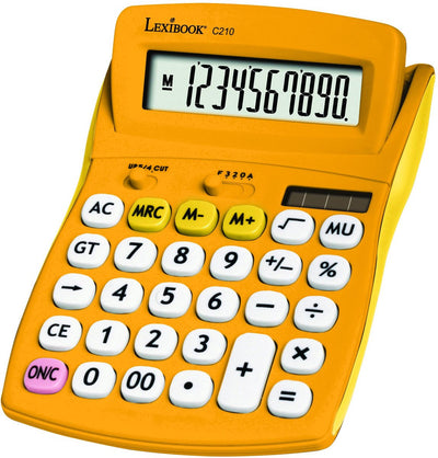 Lexibook 10-cijferige yellow zakrekenmachine met rubberen afwerking