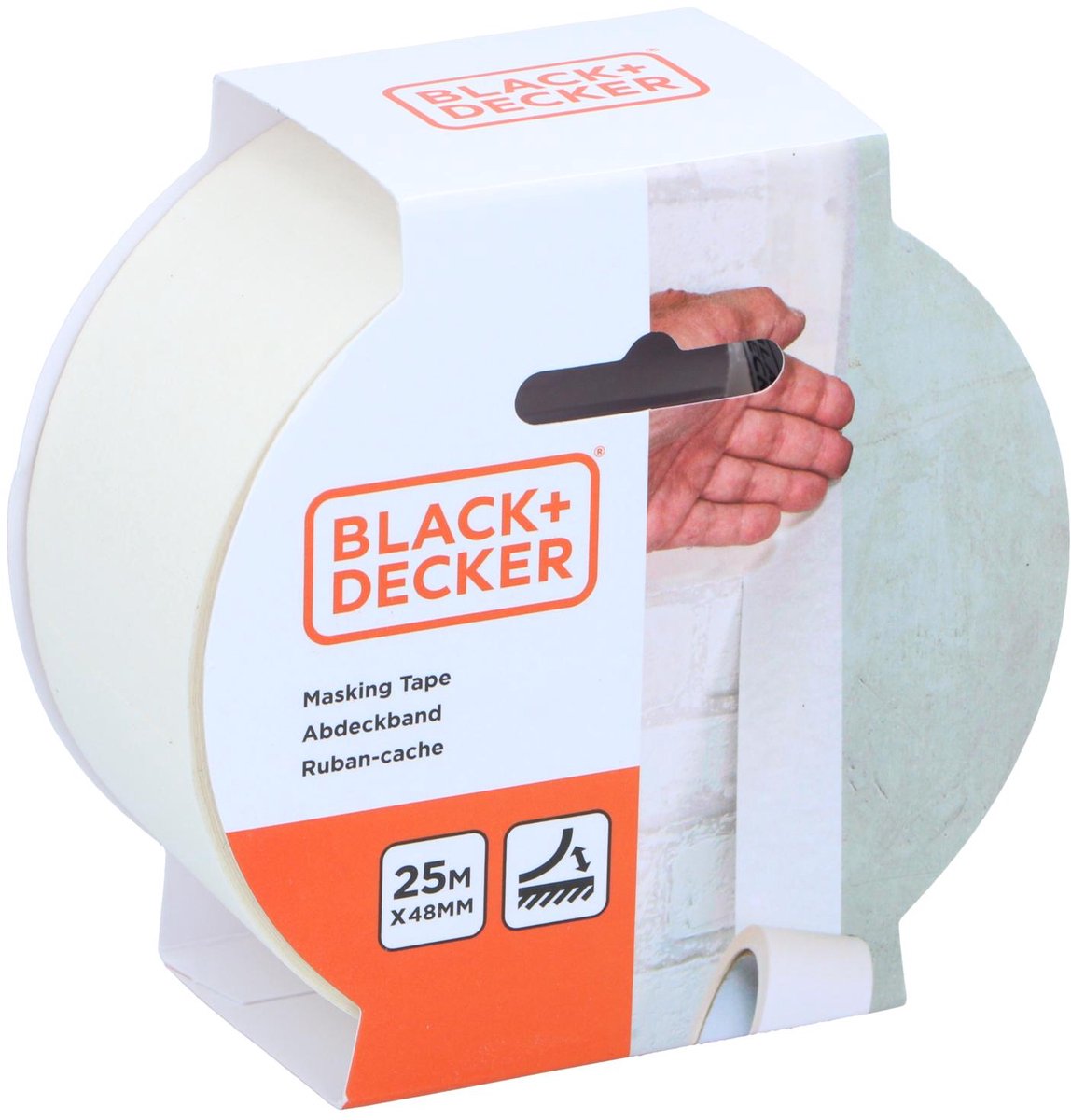 Black+decker afplaktape 48 mm x 25 m - masking tape voor schilderwerk en afdekken - afdekband voor verfklussen en maskeren