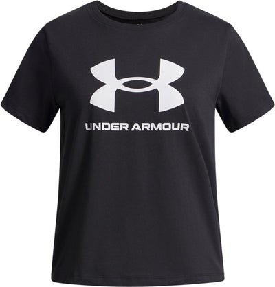Under armour ua big logo ss unisex sportshirt - zwart - wit