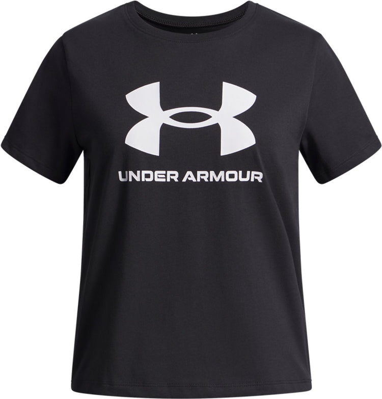 Under armour ua big logo ss unisex sportshirt - zwart - wit