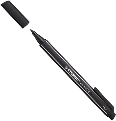 Stabilo pointmax - hardtip fineliner 0,8 mm - met nylon tip - zwart - per stuk