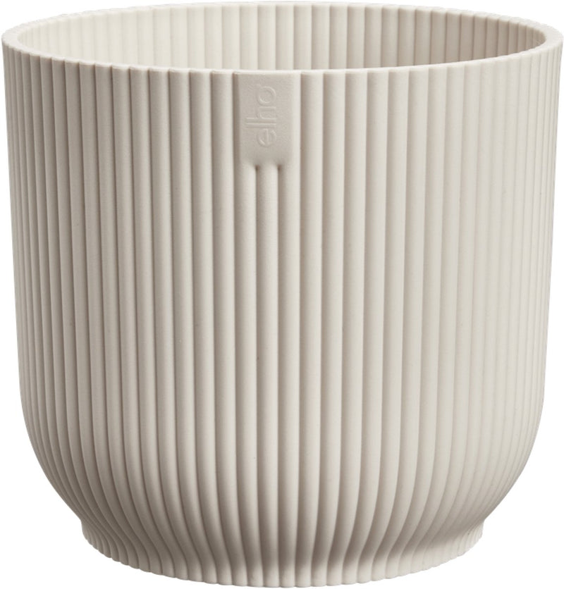 Elho vibes fold rond mini 9 - bloempot voor binnen - 100% gerecycled plastic - ø 9.3 x h 8.8 cm - linnen wit