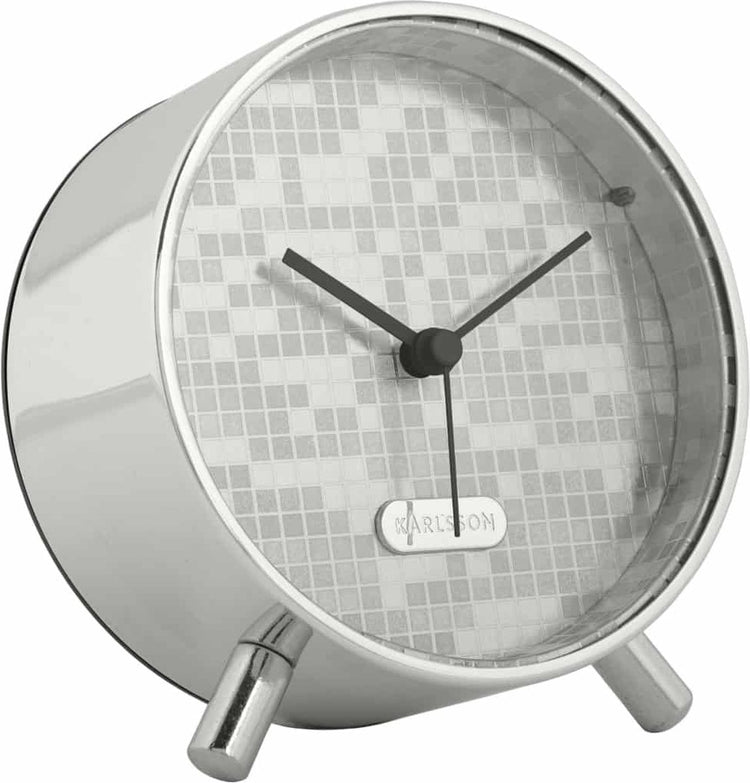 Karlsson wekker disco - zilver - ø11cm - scandinavisch - wekker voor slaapkamer - wekkers